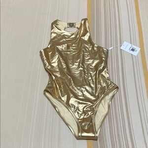 SOLID & STRIPED Gold One Piece Swimsuit